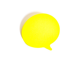 yellow paper bubble speech on white background.