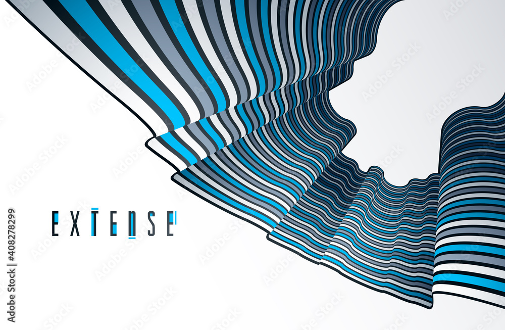 Poster minimal design of abstract lines in 3d perspective vector abstract background, minimalistic cool tre
