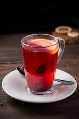 Winter fruit tea with fresh fruits
