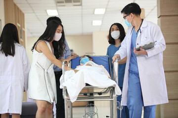 Obraz premium Covid-19 concept. People wearing mask for protect cough with Covid-19 virus outbreak, new normal