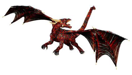 3D Rendering Fairy Tale Dragon on White