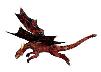 Naklejka premium 3D Rendering Fairy Tale Dragon on White