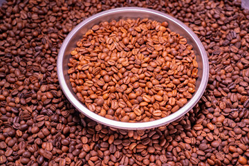 Roasted arabica coffee bean full frame backdrop background texture