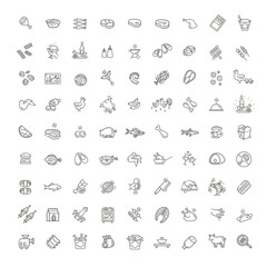 Simple Set of Meat Related Vector Line Icons.