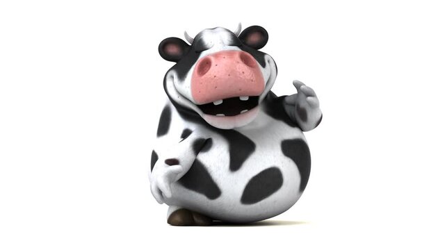 Fun 3D cartoon cow dancing