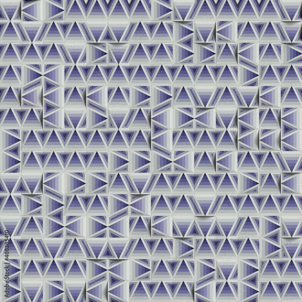 Aufkleber Geometric stylized pattern of randomly arranged triangles orthographic projection. 3d rendering digital illustration