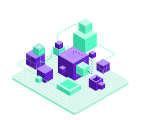 Abstract composition with isometric cubes.