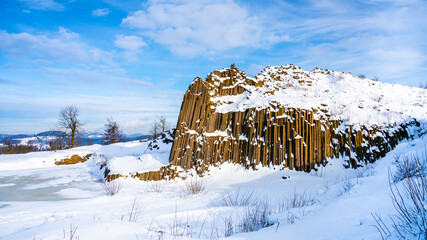 Rock organ pipes in winter time