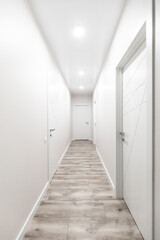 White corridor with white doors in the flat