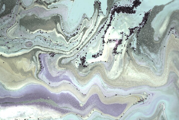 Pale green and purple agate ripple pattern. Simple marble liquid texture.
