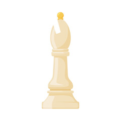 White Bishop as Chess Piece or Chessman Vector Illustration