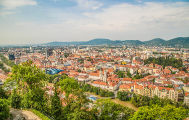 Fototapeta na wymiar Graz Altstadt Panorama
