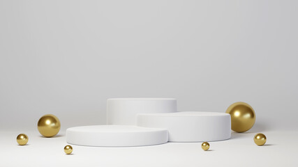 Minimal luxury white design Cylinder box podium in white concrete wall background. Display scene stage platform showcase, product, presentation, cosmetic. 3D render