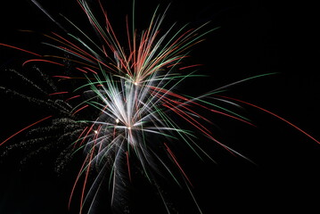 red, white and green fireworks