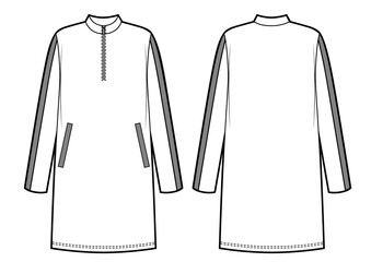 Vector illustration of women's longsleeve sport dress. Front and back