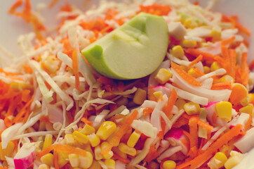 Healthy food concept. Dishes from fresh vegetables and fruits.