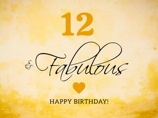 12th birthday card wishes illustration