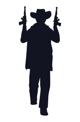 cowboy figure silhouette with guns character