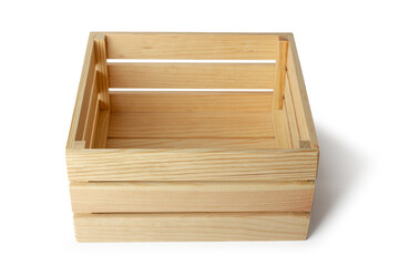 Wood box isolated on white background with path