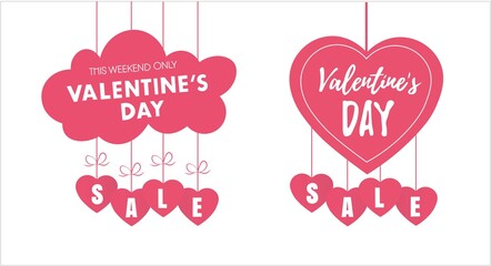 Valentine's day set. Sale banner.