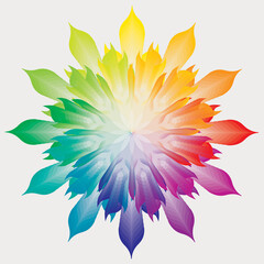Mandala Abstrait, Roue Colorée, Couleurs arc-en-ciel, Géométrie sacrée sur fond clair