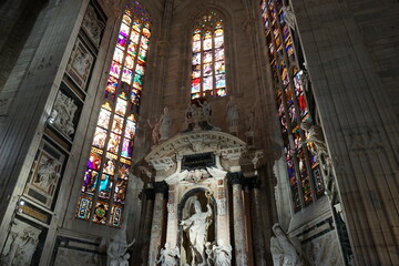 Stained Glass at Milan Cathedral or Milan Duomo aka Duomo di Milano in Italy - ステンドグラス ドゥオーモ ミラノ大聖堂 イタリア