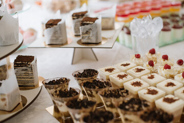 Delicious sweet desserts on a candy bar