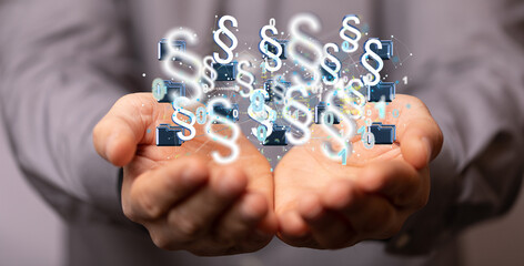 Man touching a law concept.