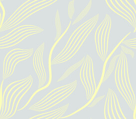 Seamless background with abstract patterns in yellow-gray colors. Vector. Fashionable design for textiles, fabric, wallpaper, paper.