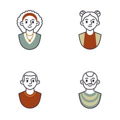 Young people avatar line icons set. linear style symbols collection, outline signs pack. Man and woman portrait vector graphics. Set includes icons as young woman hairstyle, bearded man character