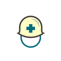 Obraz premium Hard hat or bump cap vector icon. That is type of helmet component of personal and protective equipment (PPE). For industrial or construction site to protect head from injury due to falling object.