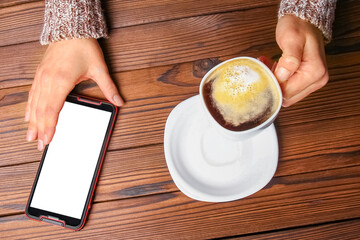 a female hands and coffee
