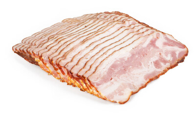 Sliced pork bacon isolated on a white background