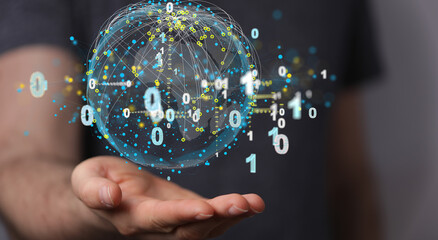 data security - Cloud technology. Integrated digital web concept background