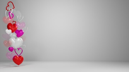 Heart abstract white background 3D render