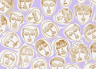 Human faces are drawn in an avant-garde style.