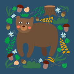 Cute bear with decorative elements