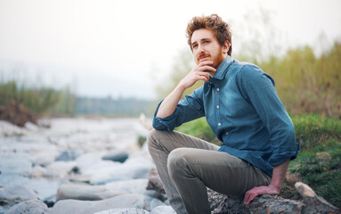 Man relaxing in nature