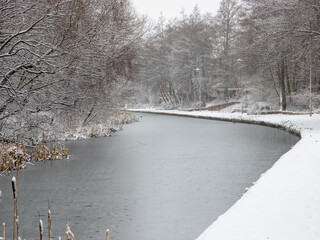Snow storm over the Birmingham Canal