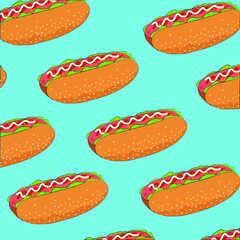 Background pattern with cartoon hot-dog