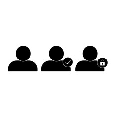 Set of User and delete friend with X cross and round for Accounting, Profile, Administrator,Social Media, Mobile apps, internet web, etc. flat solid glyph Icon - Vector illustration EPS 10