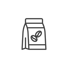 Coffee packaging line icon. linear style sign for mobile concept and web design. Coffee bean package outline vector icon. Symbol, logo illustration. Vector graphics