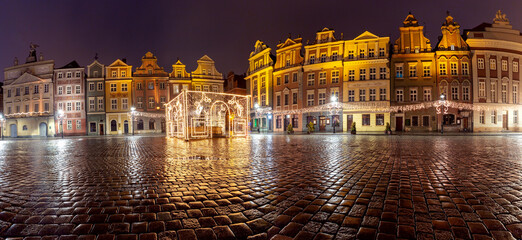 Poznan. Old town square at night.