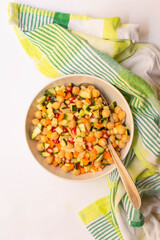 Chickpea salad with raw vegetables