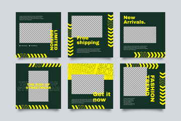 Urban Social Media Post Template for digital marketing and sale promo. modern fashion advertising
