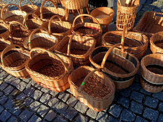 Wicker baskets for sale.