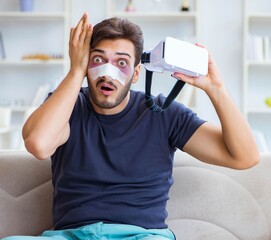 Young man defeated in sports game suffered loss with broken blee