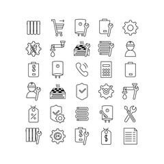 Fototapeta premium Heating icon collection isolated on white background. Heating systems vector icons.