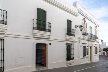 Obraz premium detail of traditiional whitewashed houses in the Pueblos Blancos towns of Andalusia