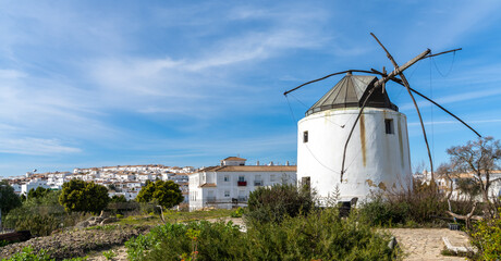 the San Jose windmills in historic Vejer de la Frontera in Andalusia